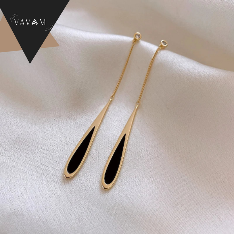 Brincos La Black Gold Magnific - Estilo Europeu Longo