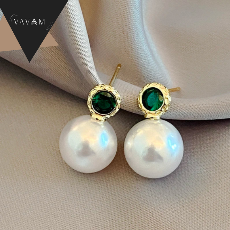 Brincos Oval Gold & Esmeralda  - Majestoso