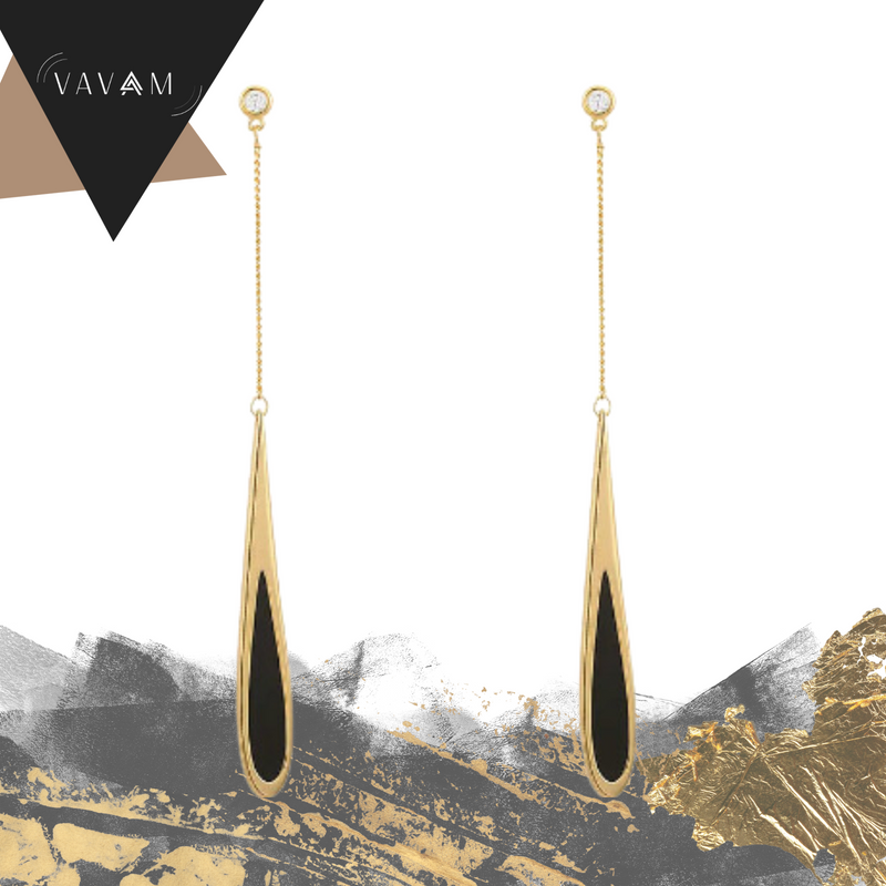 Brincos La Black Gold Magnific - Estilo Europeu Longo