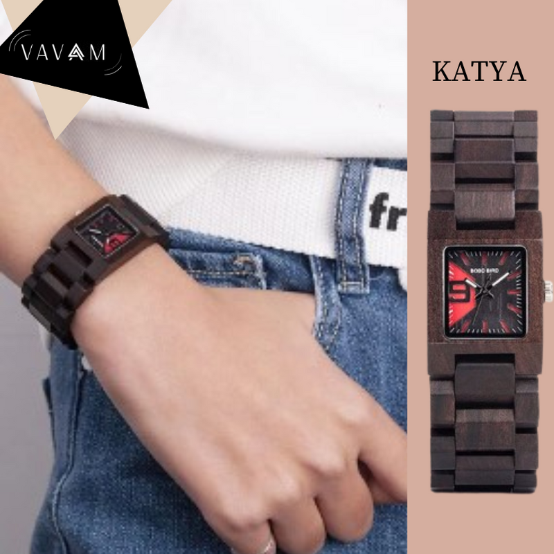 Relógio de Madeira Katya - Elegância Pura Bobo Bird