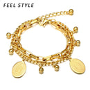 Pulseira Dourada Feminina Amuleto | VAVAM