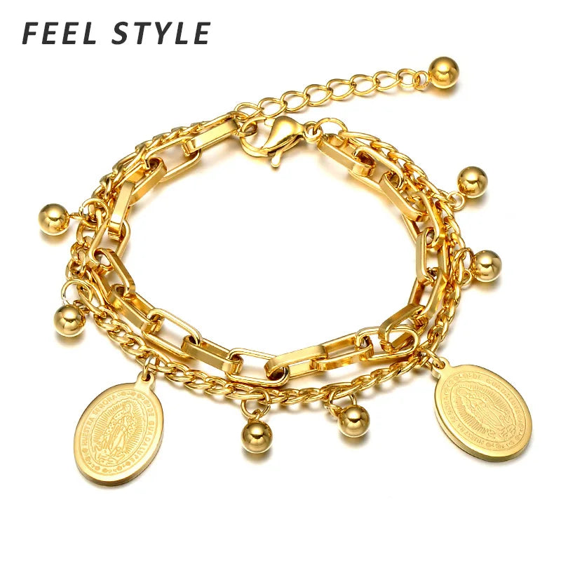 Pulseira Dourada Feminina Amuleto | VAVAM