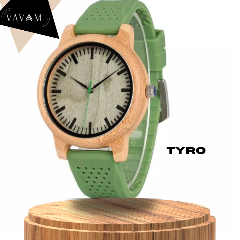 Relógio de Madeira Tyro Verde - Edição Suave Bobo Bird