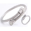 Conjunto Bracelete e Anel Trindade em Aço | VAVAM