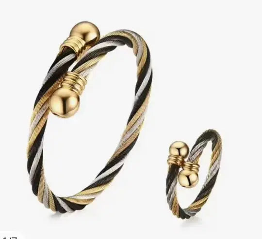 Conjunto Bracelete e Anel Trindade em Aço | VAVAM