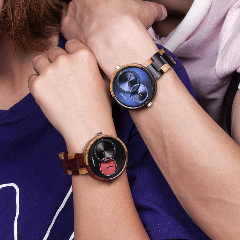 Relógio de Madeira Double Blueyes - Exclusivo em Dois Tempos Bobo Bird