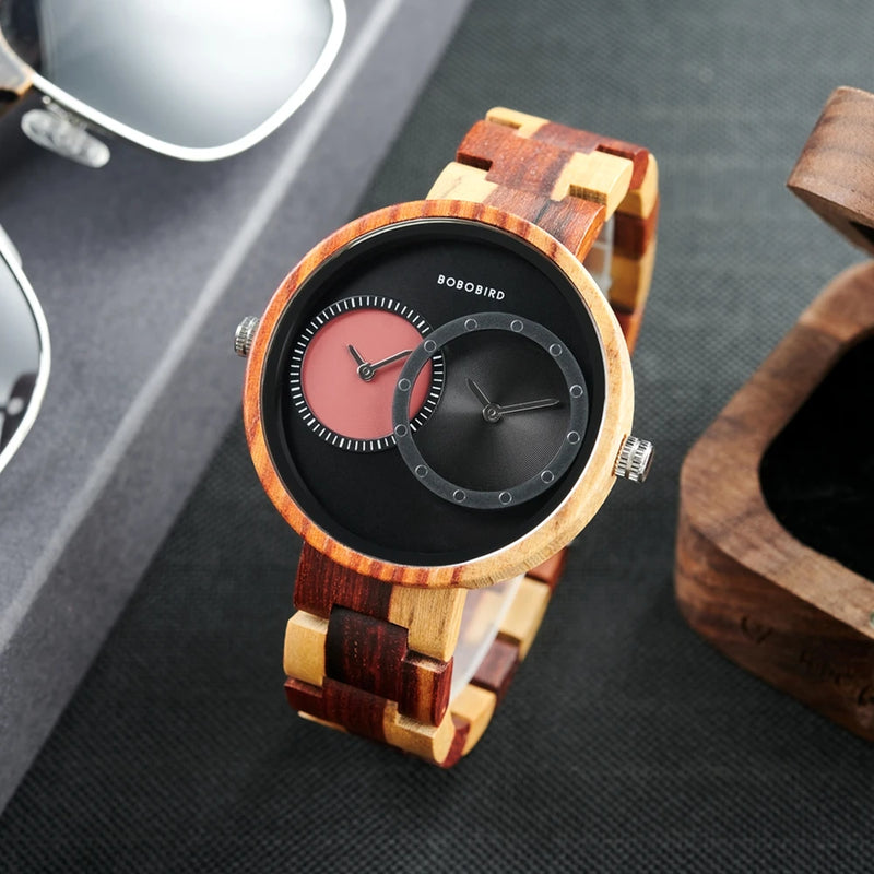 Relógio de Madeira Double Blueyes - Exclusivo em Dois Tempos Bobo Bird