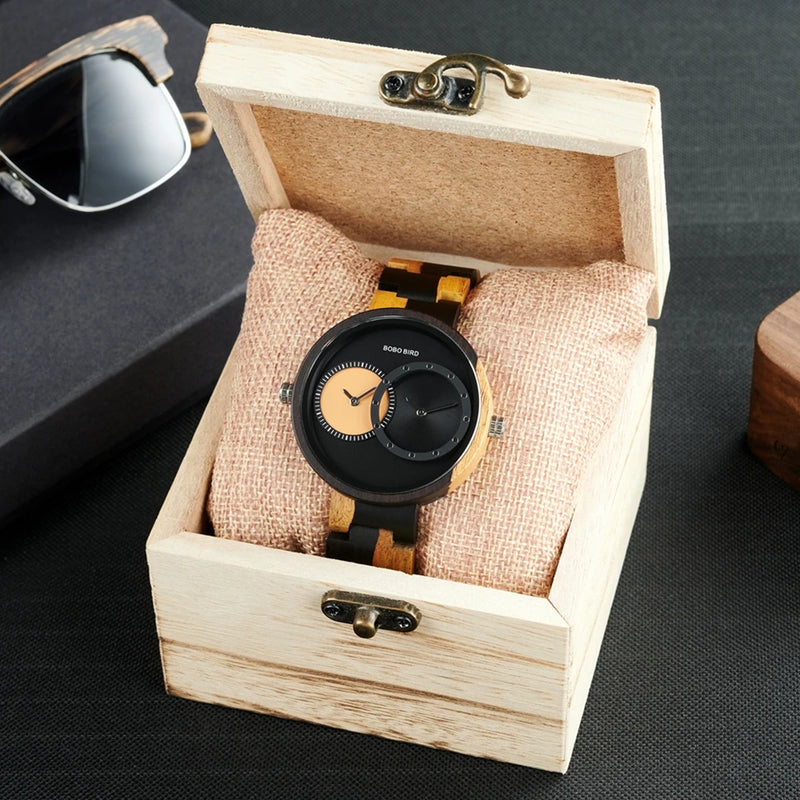 Relógio de Madeira Double Blueyes - Exclusivo em Dois Tempos Bobo Bird