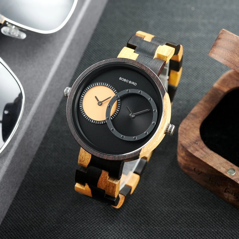 Relógio de Madeira Double Blueyes - Exclusivo em Dois Tempos Bobo Bird