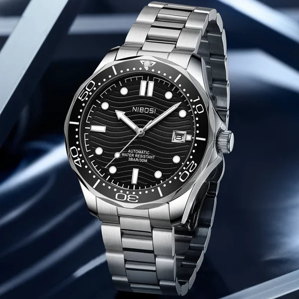 NIBOSI Luxury Automatic Watches Men's Mechanical Watch Dive Stainless Steel Waterproof Luminous Date Watch Man Reloj Hombre