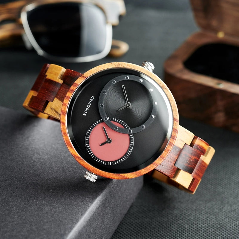 Relógio de Madeira Double Blueyes - Exclusivo em Dois Tempos Bobo Bird