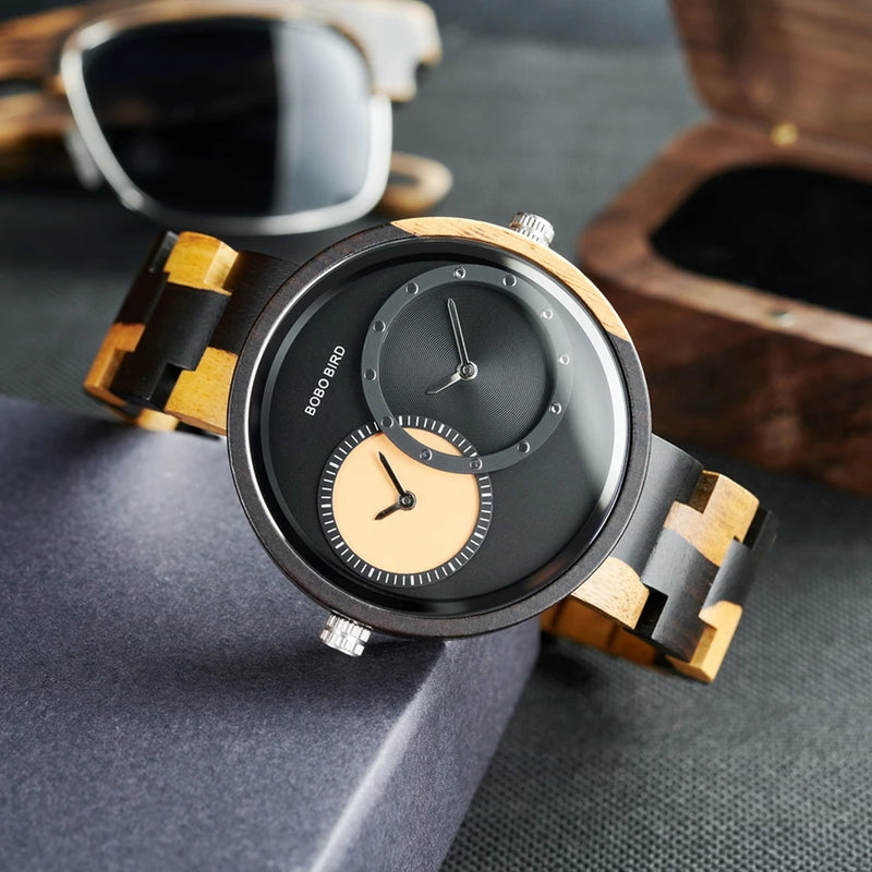 Relógio de Madeira Double Blueyes - Exclusivo em Dois Tempos Bobo Bird