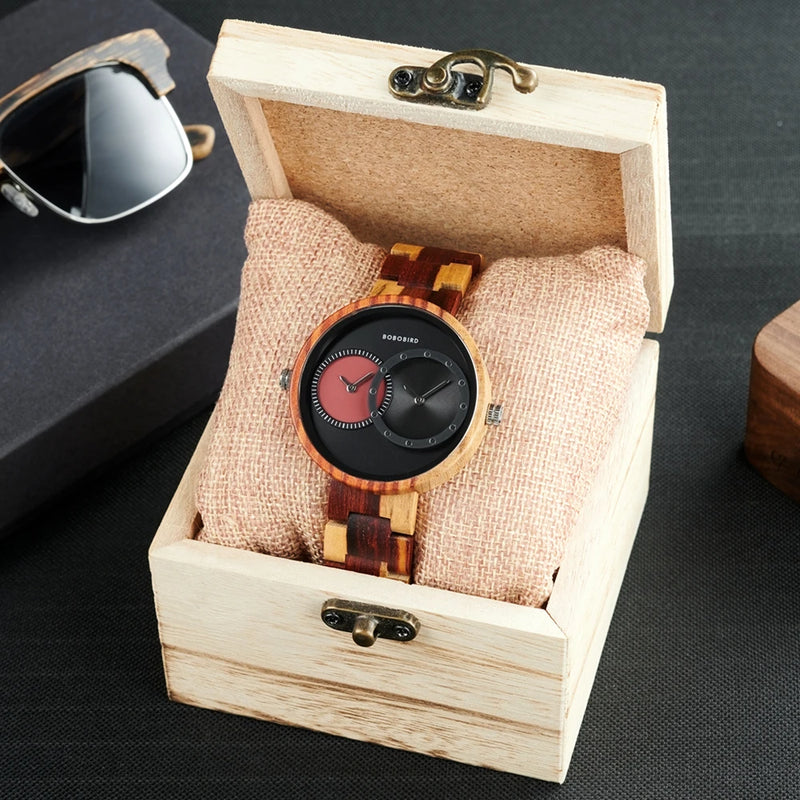 Relógio de Madeira Double Blueyes - Exclusivo em Dois Tempos Bobo Bird