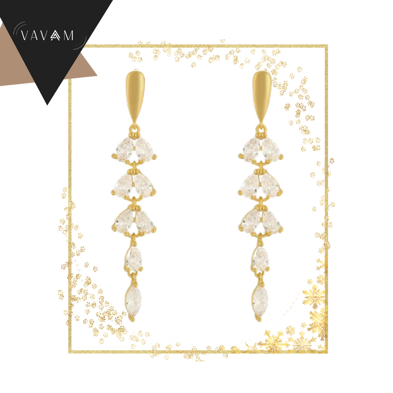 Brinco Folhas Zirconia de Ouro - 2024!